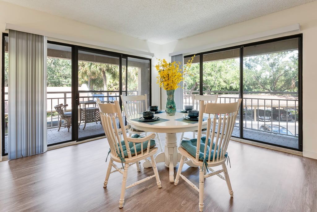 PRBelleairTowersL-7-Dining Room In Our Caladesi Model - One-Bedroom Apartment Home